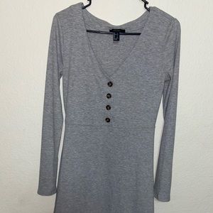 Gray Button Mini Dress